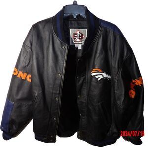 DENVER BRONCOS 58 Sports Leather Jacket Men's Large Football Sports NFL Rare